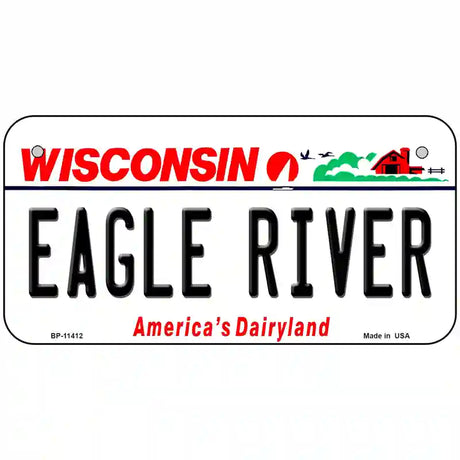 Eagle River Wisconsin Novelty Metal License Plate 6" x 3" (BP)