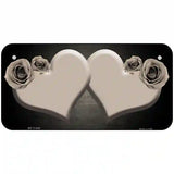 Hearts Over Roses In Tan Novelty License Plate 6" x 3" (BP)