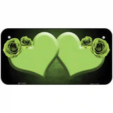 Hearts Over Roses In Lime Green Novelty License Plate 6" x 3" (BP)