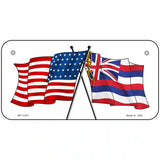 Hawaii Crossed US Flag License Plate 6" x 3" (BP)