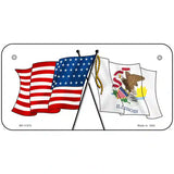 Illinois Crossed US Flag License Plate 6" x 3" (BP)