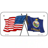 Kansas Crossed US Flag License Plate 6" x 3" (BP)