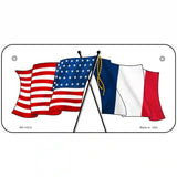France Crossed US Flag License Plate 6" x 3" (BP)