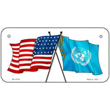 United Nation Crossed US Flag License Plate 6" x 3" (BP)