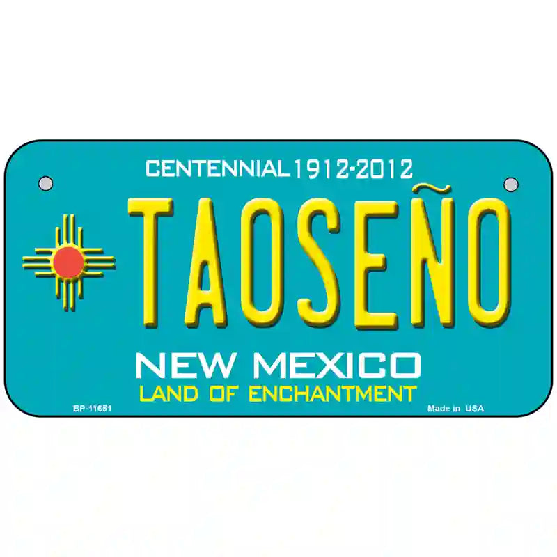 Taoseno Teal New Mexico Novelty License Plate 6" x 3" (BP)
