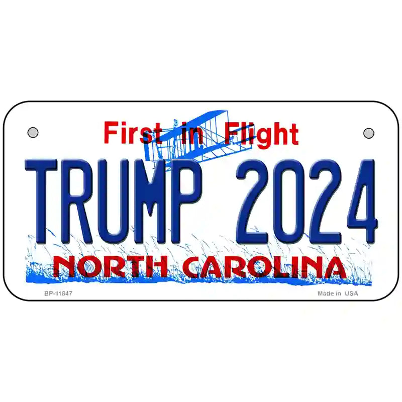 Trump 2024 North Carolina Novelty License Plate 6" x 3" Bicycle (BP)