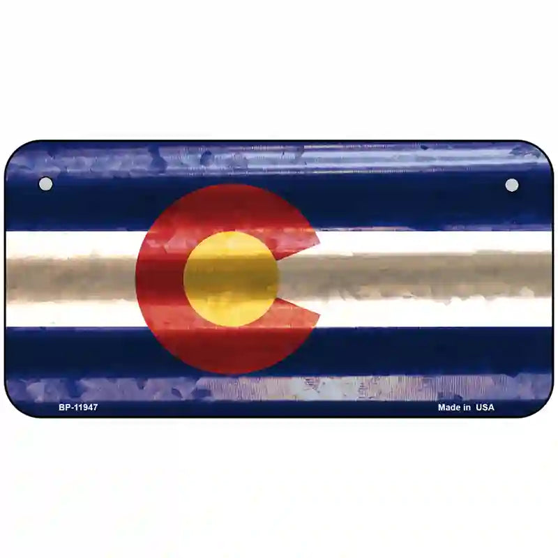 Colorado Corrugated Flag Novelty License Plate 6" x 3" Bicycle (BP)