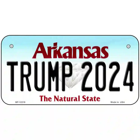 Trump 2024 Arkansas Novelty Metal License Plate 6" x 3" Bicycle (BP)