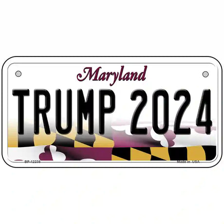 Trump 2024 Maryland Novelty Metal License Plate 6" x 3" Bicycle (BP)