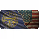 Nebraska/American Flag Novelty Metal License Plate 6" x 3" (BP)