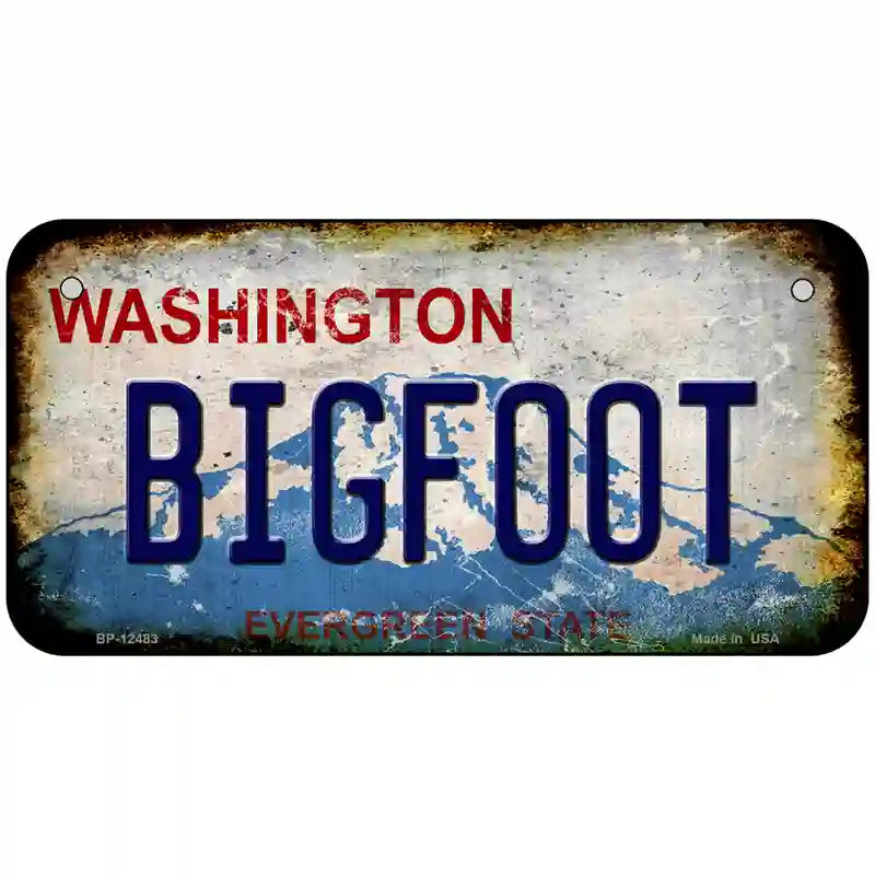Bigfoot Washington Rusty Novelty Metal License Plate 6" x 3" (BP)