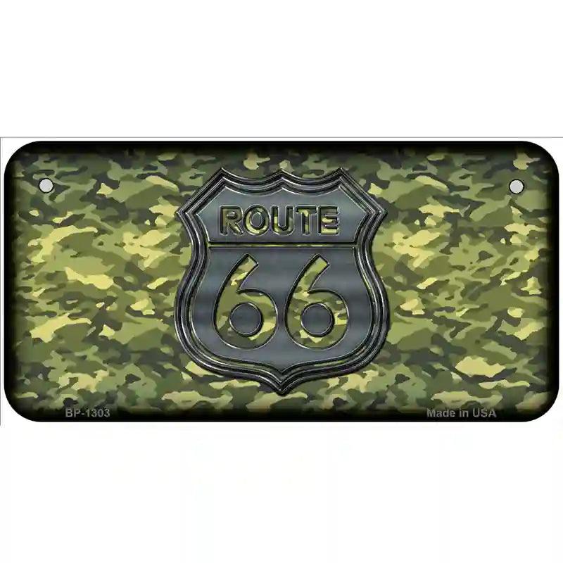Route 66 Camouflage Novelty Metal License Plate 6" x 3" (BP)