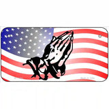 American Flag Praying Hands Novelty Metal License Plate 6" x 3" (BP)
