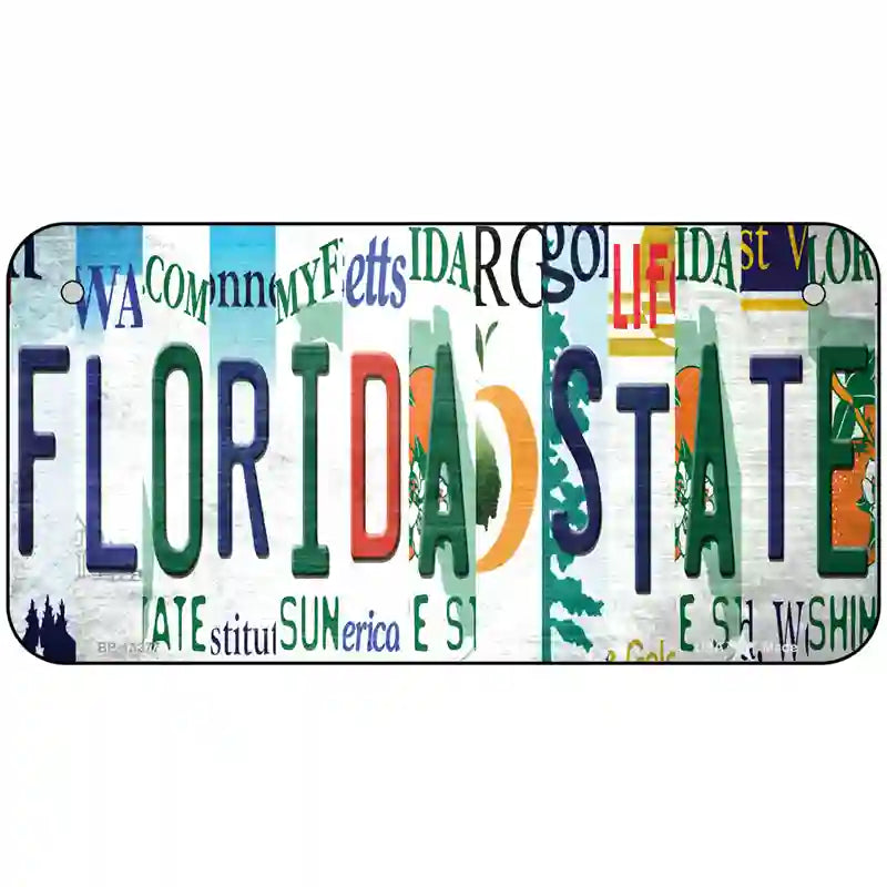 Florida State Strip Art Novelty Metal License Plate Tag 6" x 3" Bicycle (BP)