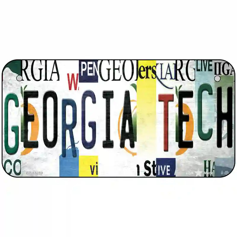 Georgia Tech Strip Art Novelty Metal License Plate Tag 6" x 3" Bicycle (BP)