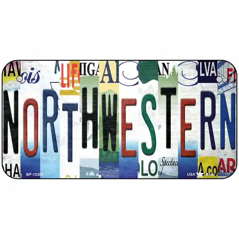Northwestern Strip Art Novelty Metal License Plate Tag 6" x 3" Bicycle (BP)