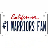 Number 1 Warriors Fan Novelty Metal License Plate Tag 6" x 3" Bicycle (BP)