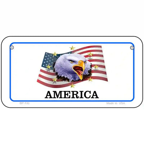 Waving Flag Bald Eagle Novelty Metal License Plate 6" x 3" (BP)