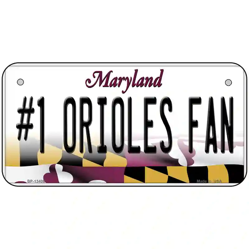 Number 1 Orioles Fan Novelty Metal License Plate Tag 6" x 3" Bicycle (BP)