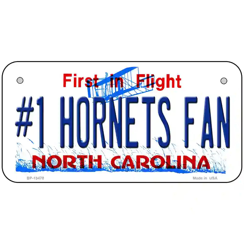 Number 1 Hornets Fan Novelty Metal License Plate Tag 6" x 3" Bicycle (BP)