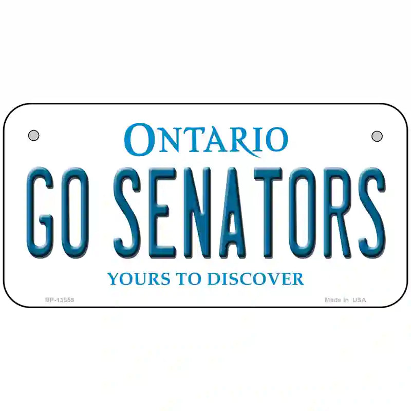 Go Senators Novelty Metal License Plate Tag 6" x 3" Bicycle (BP)