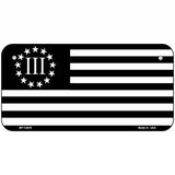 3 Percenter American Flag Novelty Metal License Plate Tag 6" x 3" (BP)