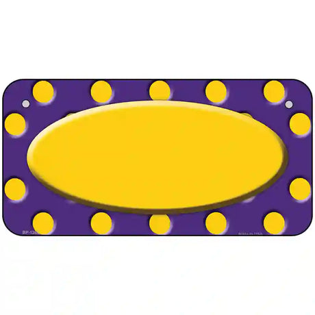 Yellow Purple Polka Dot Center Oval Metal Novelty License Plate 6" x 3" Bicycle (BP)