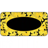Yellow Black Camouflage With Black Center Oval Metal Novelty License Plate 6" x 3" (BP)