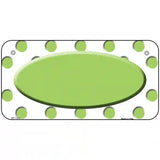 Lime Green White Polka Dot Center Oval Metal Novelty License Plate 6" x 3" (BP)