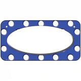 White Royal Blue Polka Dot Center Oval Metal Novelty License Plate 6" x 3" (BP)
