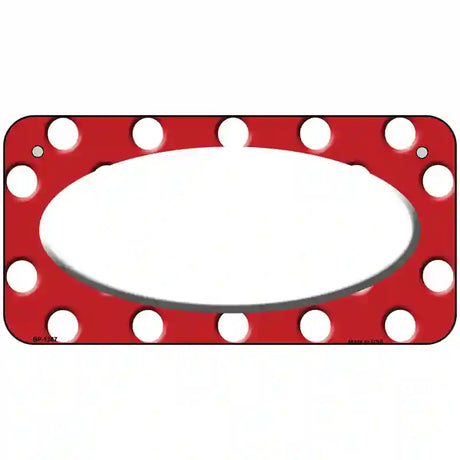 White Red Polka Dot Center Oval Metal Novelty License Plate 6" x 3" Bicycle (BP)