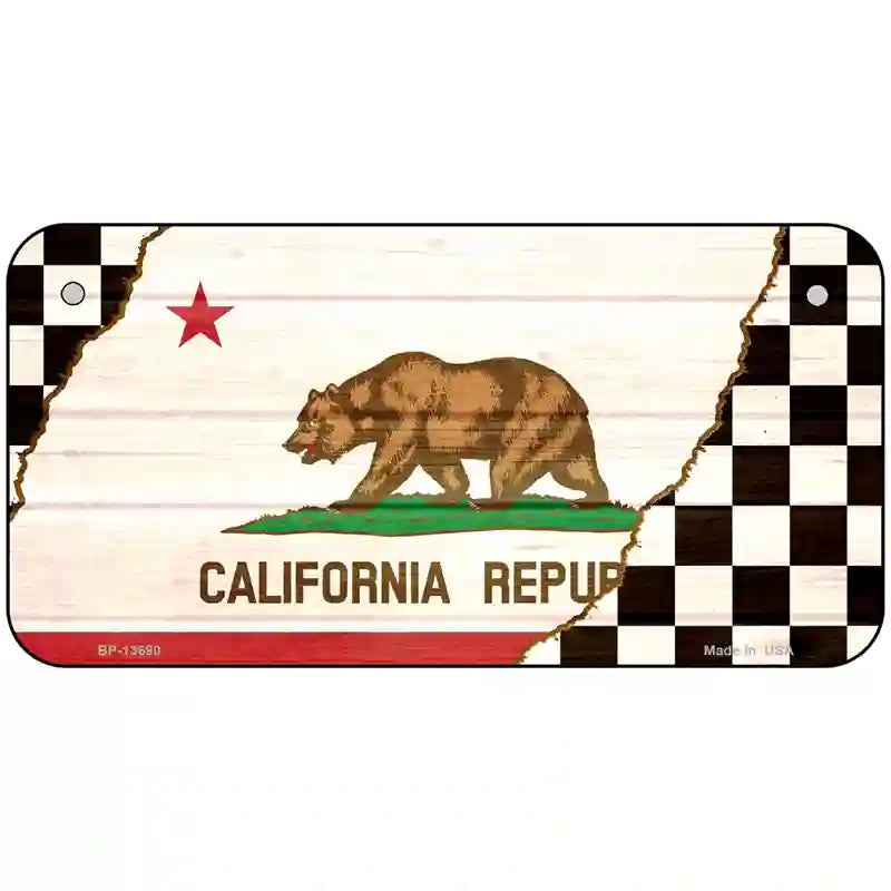 California Racing Flag Novelty Metal License Plate Tag 6" x 3" Bicycle (BP)
