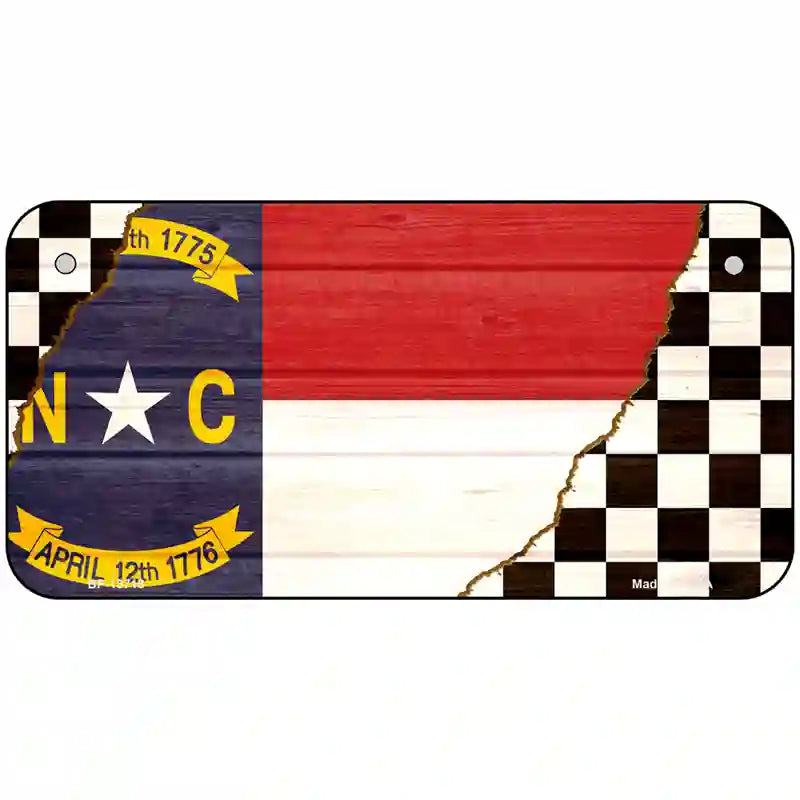 North Carolina Racing Flag Novelty Metal License Plate Tag 6" x 3" Bicycle (BP)