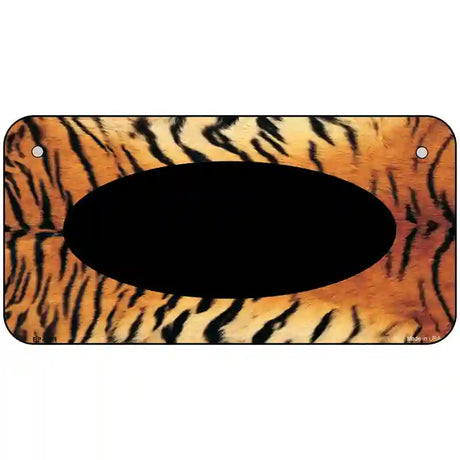 Tiger With Black Center Oval Metal Novelty License Plate 6" x 3" (BP)