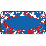 Patriotic Camouflage With Blue Center Oval Metal Novelty License Plate