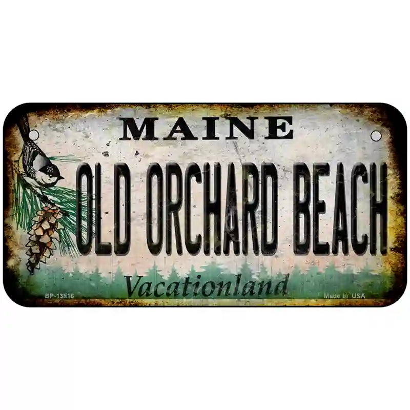 Old Orchard Beach Maine Rusty Novelty Metal License Plate Tag 6" x 3" Bicycle (BP)