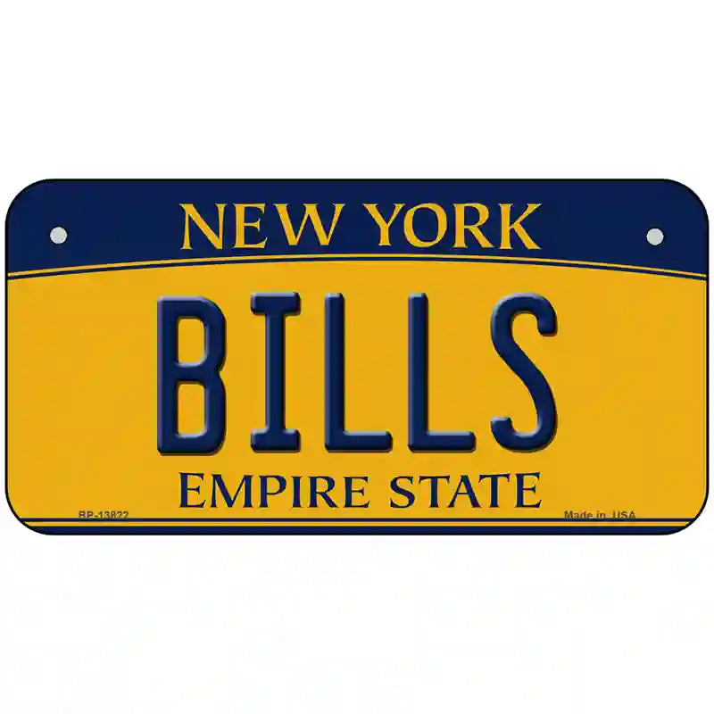 Bills New York Yellow Novelty Metal License Plate Tag 6" x 3" Bicycle (BP)