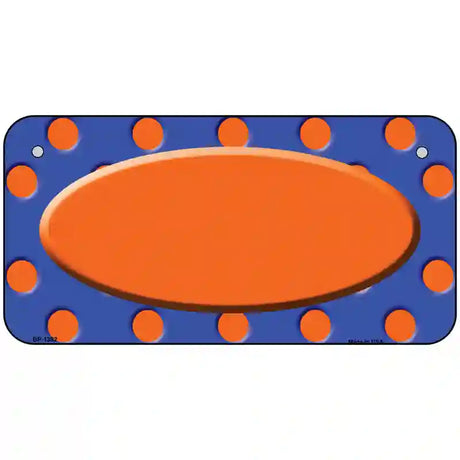 Orange Royal Blue Polka Dot Orange Center Oval Metal Novelty License Plate 6" x 3" Bicycle (BP)