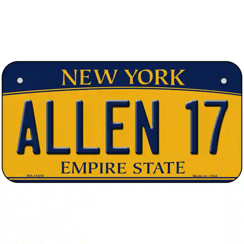 Allen 17 New York Novelty Metal License Plate Tag 6" x 3" Bicycle (BP)