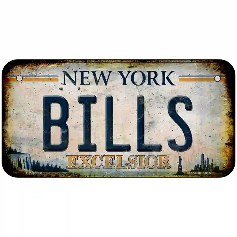 Bills Excelsior New York Rusty Novelty Metal License Plate Tag 6" x 3" Bicycle (BP)