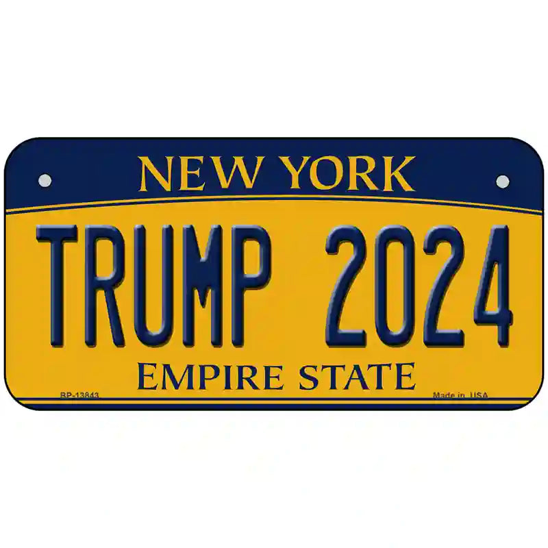 Trump 2024 New York Novelty Metal License Plate 6" x 3" Bicycle (BP)