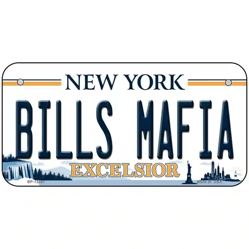 Bills Mafia NY Excelsior Novelty Metal License Plate Tag 6" x 3" Bicycle (BP)