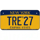 Tre 27 New York Yellow Novelty Metal License Plate Tag 6" x 3" Bicycle (BP)