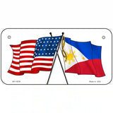 Philippines US Crossed Flag Novelty Metal License Plate Tag 6" x 3" (BP)