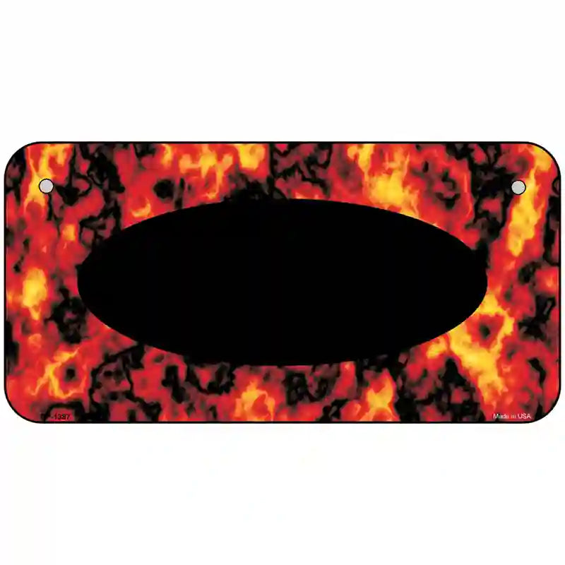 Fire Explosion With Black Center Oval Metal Novelty License Plate