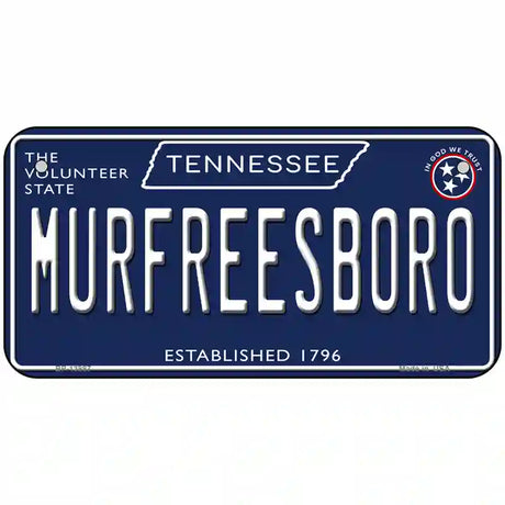 Murfreesboro Tennessee Blue Novelty Metal License Plate Tag 6" x 3" (BP)