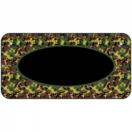 Green Camo Oval With Black Oval Center Metal Novelty License Plate 6" x 3" Bicycle (BP)