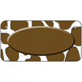 Brown White Giraffe Center Oval Metal Novelty License Plate 6" x 3" (BP)
