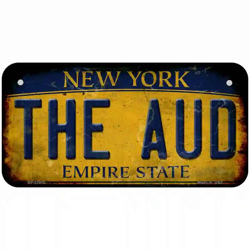The Aud New York Yellow Novelty Metal License Plate Tag 6" x 3" Bicycle (BP)