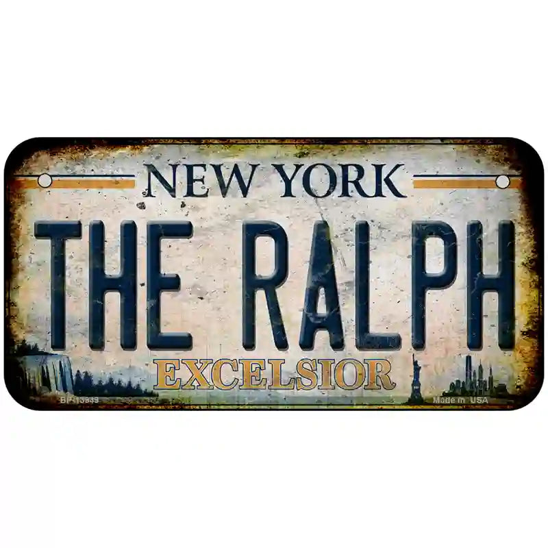 The Ralph New York White Novelty Metal License Plate Tag 6" x 3" Bicycle (BP)